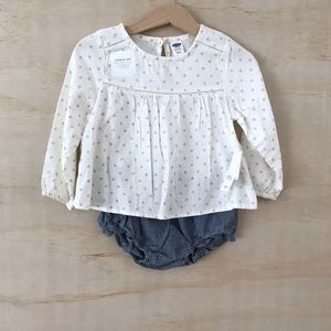 NWT Old Navy Baby Girl Blouse and Bloomer Set